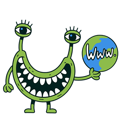 Gleey character with globe